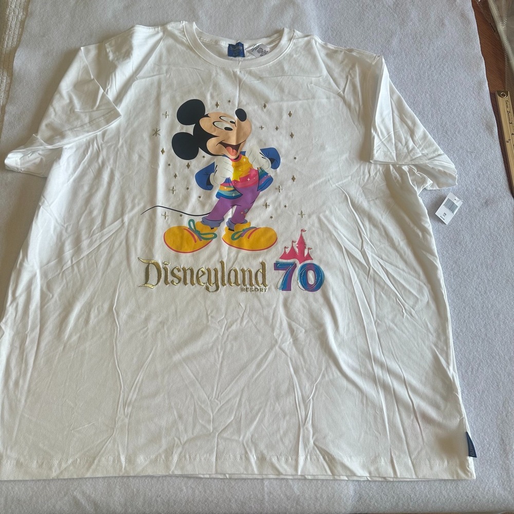 Disney Disneyland 70th Anniversary Graphic T Shirt 3XL White Mickey Mouse NWT